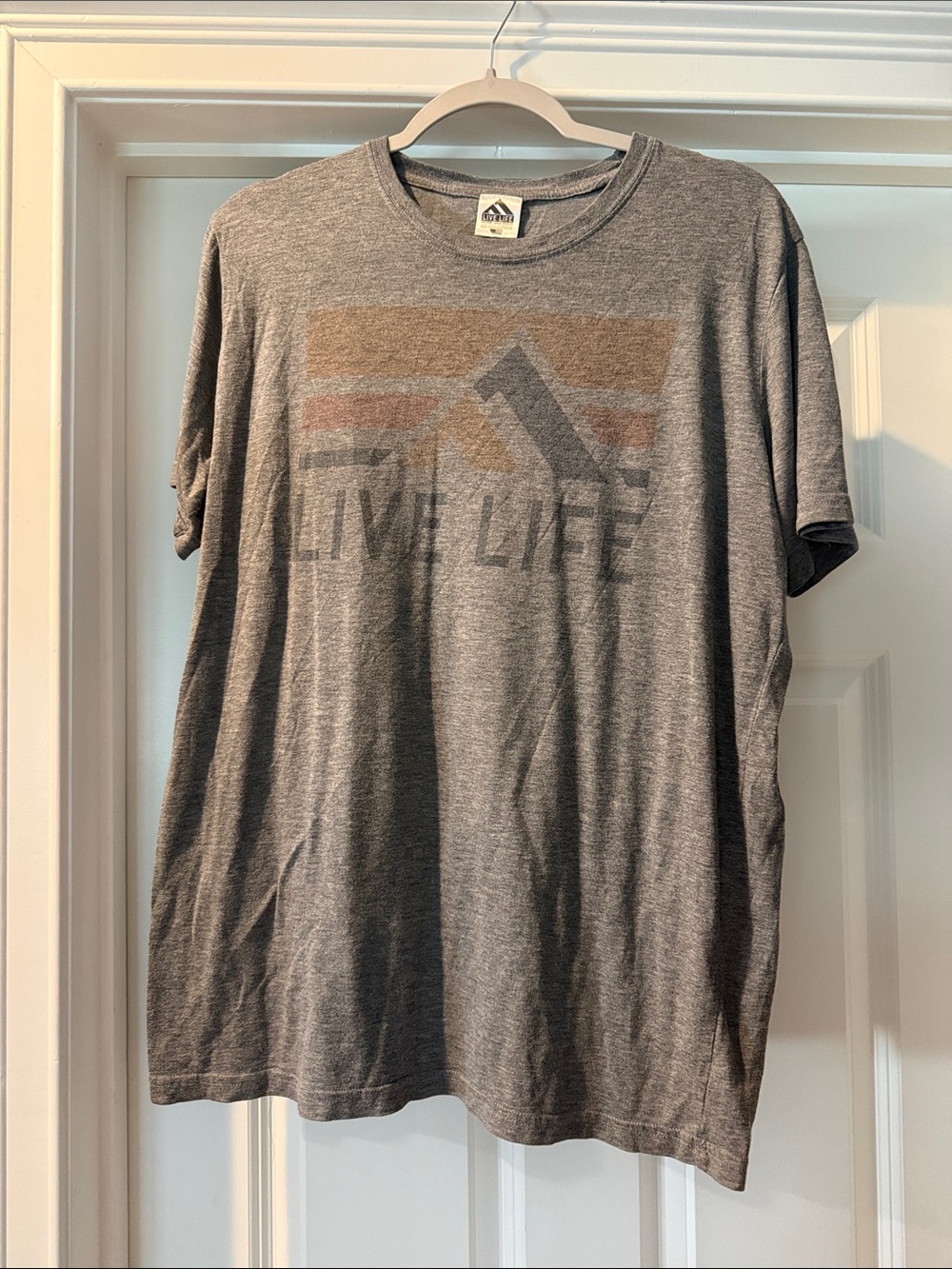 Vintage-Style Live Life Graphic Tee - Gray